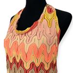Judith March | M | Multi-Color Crochet Zig-Zag Open Back Lined Halter Maxi Dress Photo 4