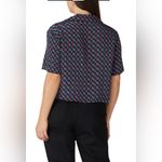 Diane Von Furstenberg DVF Chain Print Silk Cropped Short Sleeve V-Neck Top Button Front Boxy Pajama L Photo 6