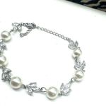 Pearl Bracelet Clear Zirconia Silver Plating Over Alloy Lobster Clasp Adjustable Photo 8