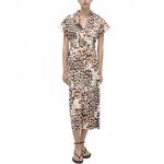 Mango 100% Cotton Animal-Print Dress with Bow Ecru Brown NWT Size 18/3XL Photo 7