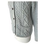 Lands' End  Lambswool Cable Knit Fisherman Cardigan Sweater Button Up Women's M Photo 12