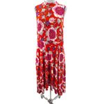 Anthropologie Maeve Clearly Red Floral Knit Mock Neck Dress Sz L Photo 2