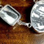 Sterling Silver Old Southwest White Buffalo Turquoise Cabochon Link Necklace 925 Photo 8