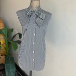 Ming Wang Sleeveless Striped Button Down Black White Blouse Size Large Photo 1