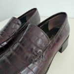 Vintage Nino Cerruti Loafers Womens 6 Croc Embossed Leather Square Toe Oxblood Black Photo 6