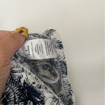 Lulus  Navy Blue & White Tropical Print Smocked Off Shoulder Crop Top Size Medium Photo 5