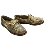 Sperry Green Gold Metallic Camouflage Top Sider Loafer Size 7.5 Photo 2