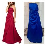 David's Bridal  Royal Blue Strapless Side Ruched Bridesmaid Gown Dress Size 10 Photo 1