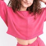 Aerie Beach Party Cropped Crewneck in Hot Pink Photo 0