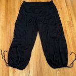 American Eagle Y2K ‎ Black Cargo Pants Women's 16 Short Nylon Drawstring Hem Photo 0