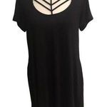 JODIFL Chevron Neckline Black Shirt Dress Photo 0