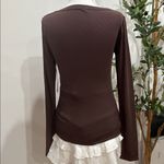 Mono B Chocolate Long Sleeve Top Brown Size M Photo 4
