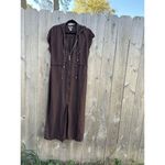 SHERRY TAYLOR Brown Ramie Rayon belt Slit Zip Hooded Dress Size‎ Large Fall Size 14 Photo 1