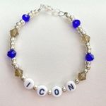 ICON Letter Beaded Bracelet Blue Silver and Smokey Beads Photo 0
