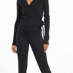 Puma Classics Black Ribbed Slit Wide Leg Pull on sweatpants size Large NWOT Photo 0