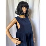 Laura Ashley Vintage Y2k navy pinafore overall jumper velvet midi dress 10 Photo 5