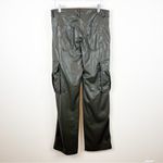 ZARA  Faux Leather High Waist Wide Leg Cargo Pants 6 Green Photo 2