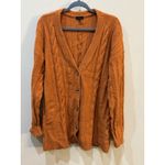 Talbots  Orange Cable Knit V Neck Cardigan Sweater Size XL  Long Line Wool Blend Photo 1