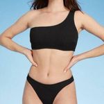 Shade & Shore   One Shoulder Textured  Bikini Top Black Women’s 32A New Photo 0