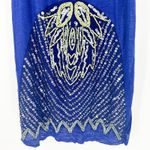 Free People  Womens Coquette‎ Summer Boho Owl Beaded Sequin Cami Top Size L Blue Photo 1