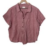 Poetry  Women's Red Linen Button Up Short Sleeve Shirt Size US 18 Normcore Lagen Photo 0