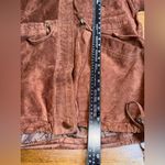 VTG The Legend Of Real Leather Suede Faux Fur Lined Hooded Jacket Parka Brown Size M Photo 8