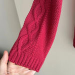 H&M Cable Knit Long Sleeve Sweater, Classic Woven Sweater, Pink/Red, Size Small Photo 5