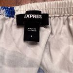 EXPRESS  Floral Square Neck Puff Sleeve‎ Peplum Top Blouse Blue Yellow Size Large Photo 12