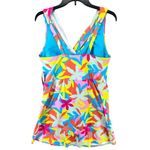 Lands End Swim Dress 16 Floral Tummy Control Surplice Wrap Chlorine Resistant Yellow Photo 3