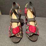 Topshop | Floral Embroidered Floral Women's Heels Pink Gray Tie Up Size 36 Photo 4