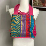 Laurel Burch Colorful Cat Purse Tote Bag Pink Feline Cat Lover Artsy Funky Blue Photo 4