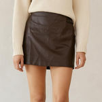 Massimo Dutti  Nappa Leather Wrap Mini Skirt Skort Brown Large Photo 0