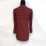 Michael Michael Kors Red Black Geometric Print Gold‎ chain Lace up tunic top Photo 3