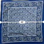 Vintage 1970s Leila Larmon Navy Blue & White Paisley Print Head Wrap Bandana Photo 3