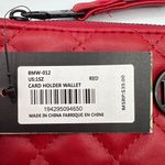 Badgley Mischka Vegan Leather Card Holder Wallet Wristlet Red Quilted Zips NWT Photo 1