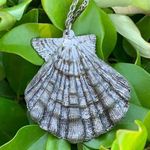 Vintage Large Silver/Gray Seashell Necklace Gray Photo 0