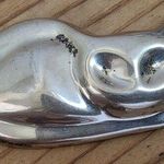 925 Sterling Silver Vintage Mexico Cat Pin Brooch Sleeping Laying Kitty 1.5" Photo 0