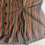 Flax Shirt Womens Large Multicolor Striped Button Up Long Sleeve Pleated Cotton Photo 10