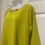 Nina Leonard Chartreuse/Gold Three-Quarter Sleeve Trapeze Dress Photo 3