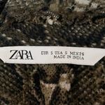 ZARA Green Python Snake Animal Print Open Front Tassel 3/4 Sleeve Blouse Top S Photo 3