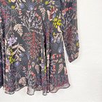 Kimchi Blue  Black Floral Mini Dress Womens 4 Long Sheer Sleeve Boho Casual Photo 5