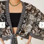 Anthropologie Black & White Floral Long Sleeve Shall One Size Photo 2