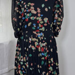 Oasis  Multicolored Leaf Print 3/4 Sleeve Pleated Knee Length Dress Photo 0