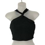 SheIn Black Ribbed Twisted Halter Crop Tank Top S Photo 1