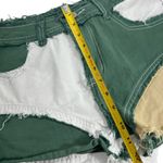 Potili High Waisted Distressed Color Block Denim Shorts Green Size 10 Photo 8