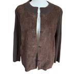 Talbots  pure Italian merino wool and leather button down jacket women's size M Photo 6