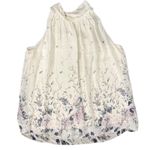 Via Signoria Cream Floral Purple Green Flowers Silk Sleeveless Halter Top size M Size M Photo 5