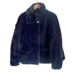 Gal Meets Glam Collection Reese Faux Fur Jacket Navy Photo 0