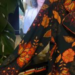 IMAN Dark Green and Orange Floral Pajama Set Size Petite Large Photo 4