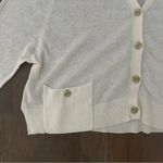 Anthropologie Moth  V-Neck Linen Blend Cardigan Sweater in Cream Size Small Photo 4